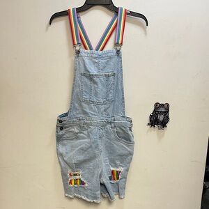 Rainbow Strap Denim Overalls